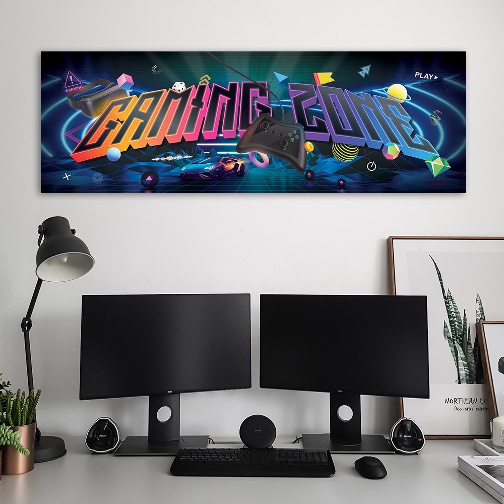 Emaga Obraz na płótnie, Napis gaming zone - 90x30